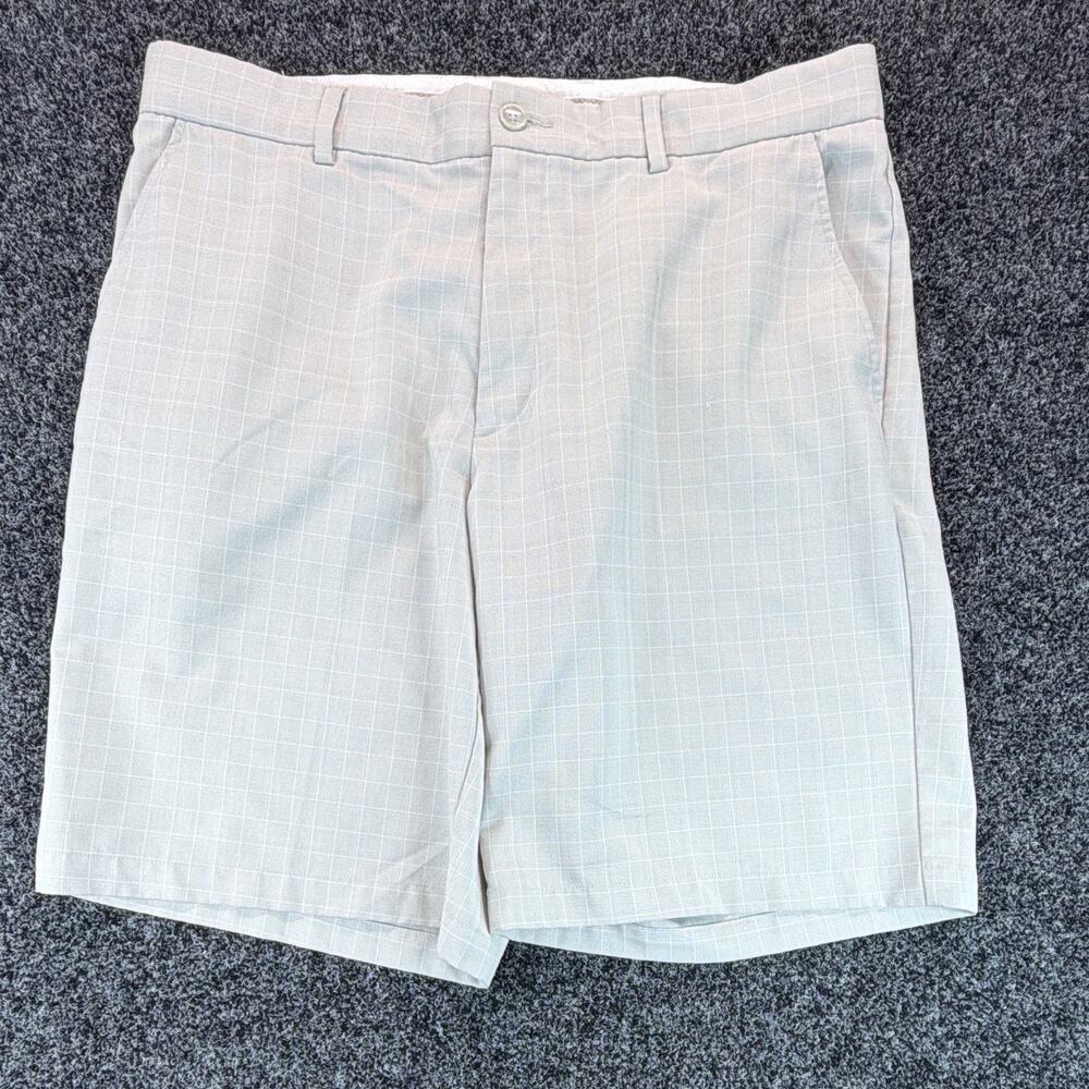 Greg Norman for Tasso Elba Men's Gray Plaid Golf Shorts 36W 12" Inseam